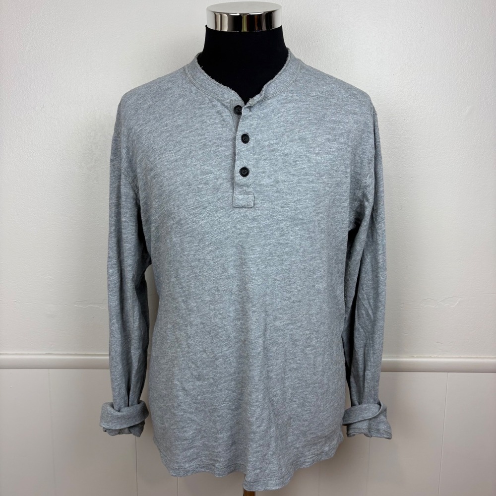 Rag & Bone Men's Henley Slub Jersey Shirt Size XL Gray Long‎ Seeve Casual Grunge